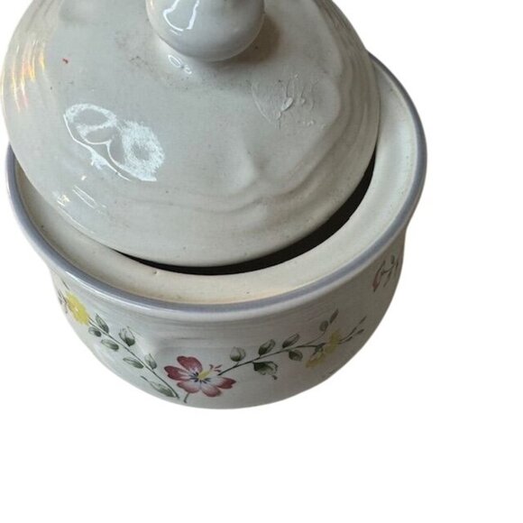 English Garden Stoneware Floral Design Lidded Sugar Bowl Or Small Jar Oven & Mic - Picture 8 of 8